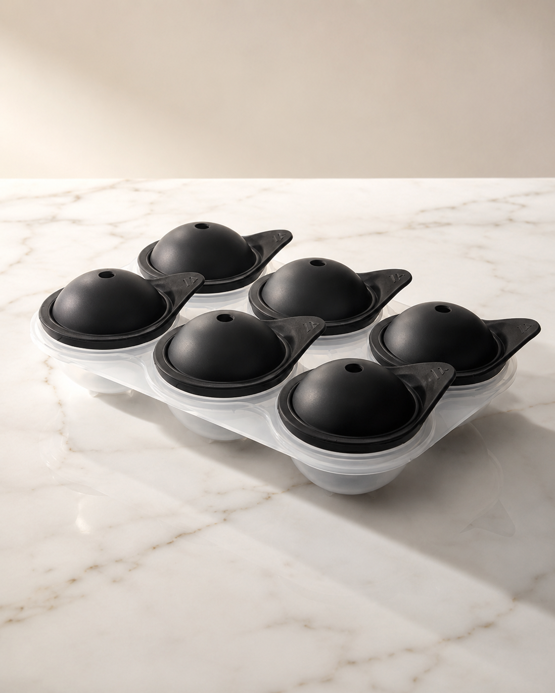 ElyseraRitual Large Ice Sphere Mold 6 cavity matte black silicone tray 6cm spheres