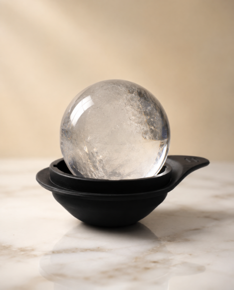 Crystal clear 6cm ice sphere from ElyseraRitual silicone mold — slow melt ice ball